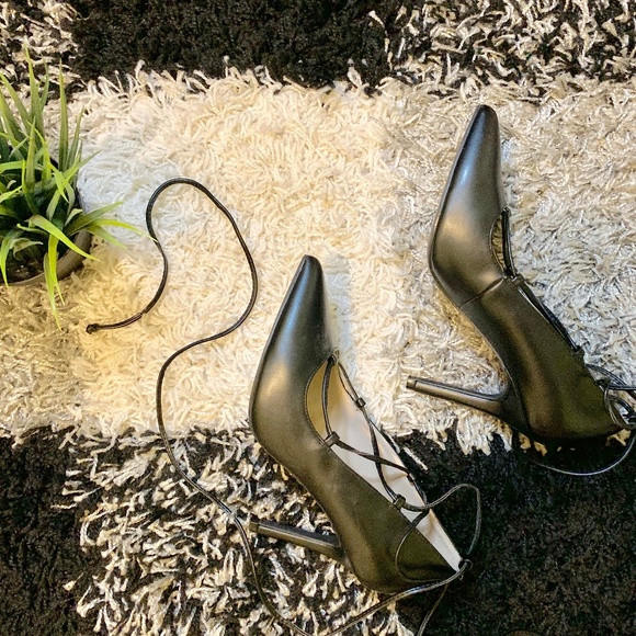 Lace-up Pointed-Toe Heels, Size 7 - Picture 3 of 3